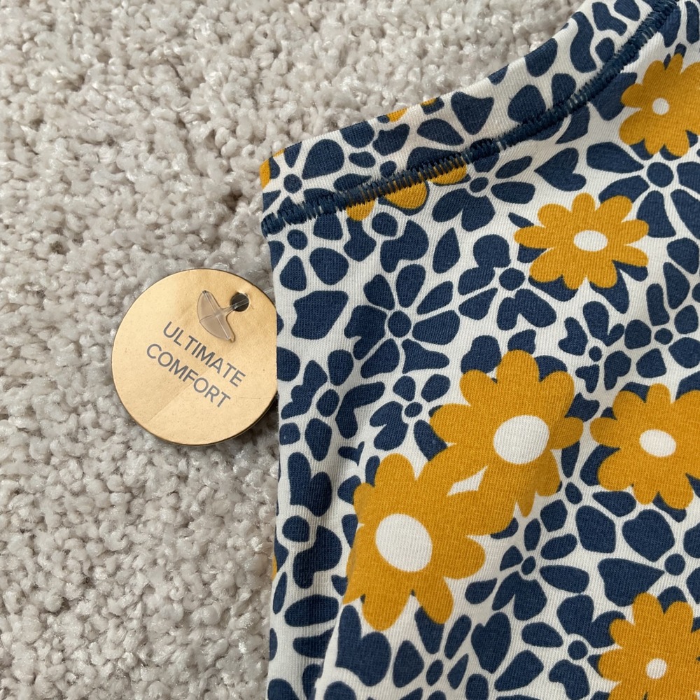 Wacoal Ultimate Comfort Floral Tank Top Navy Yellow Supima Cotton Blend NWT L - Picture 4 of 9
